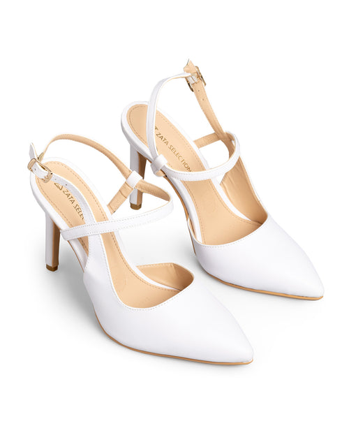 Zapatilla Tacón Blanca Slingback 79031